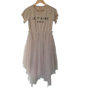 Mia Joy Girls Tulle Dress Size 14 Beige Short Sleeve Je Taime Paris
